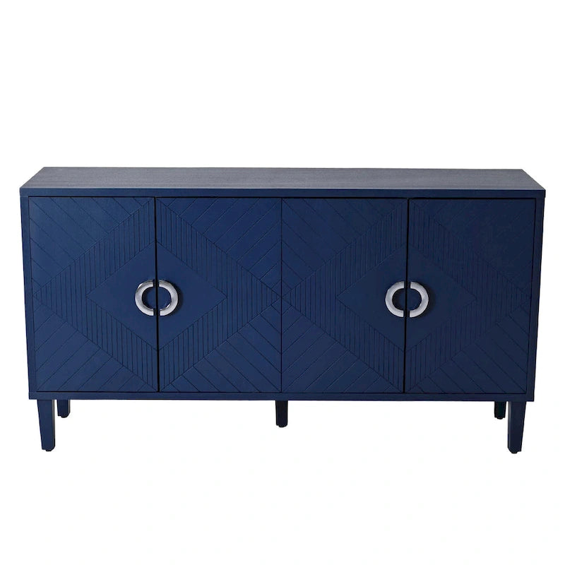 Meuble de Rangement 4 Portes Élégant et Fonctionnel avec Pieds en Pin et MDF, pour Salon, Chambre et Cuisine