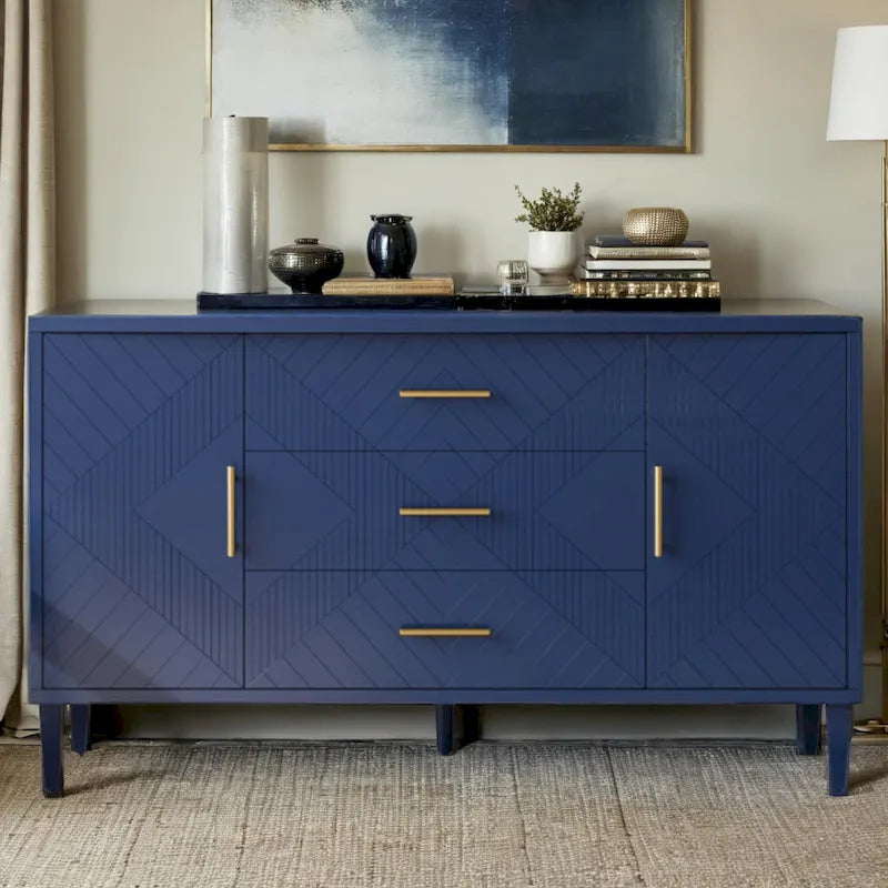Meuble de Rangement 4 Portes Élégant et Fonctionnel avec Pieds en Pin et MDF, pour Salon, Chambre et Cuisine