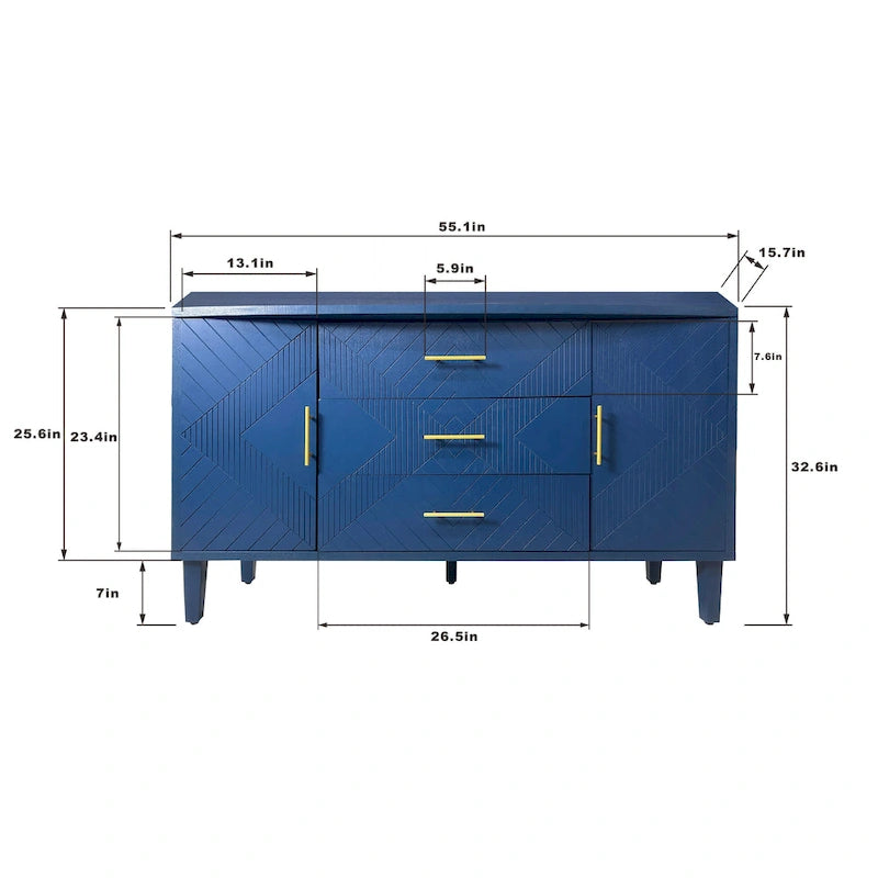 Meuble de Rangement 4 Portes Élégant et Fonctionnel avec Pieds en Pin et MDF, pour Salon, Chambre et Cuisine
