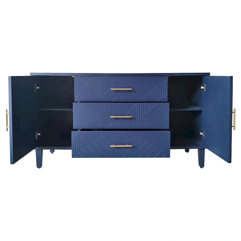 Meuble de Rangement 4 Portes Élégant et Fonctionnel avec Pieds en Pin et MDF, pour Salon, Chambre et Cuisine