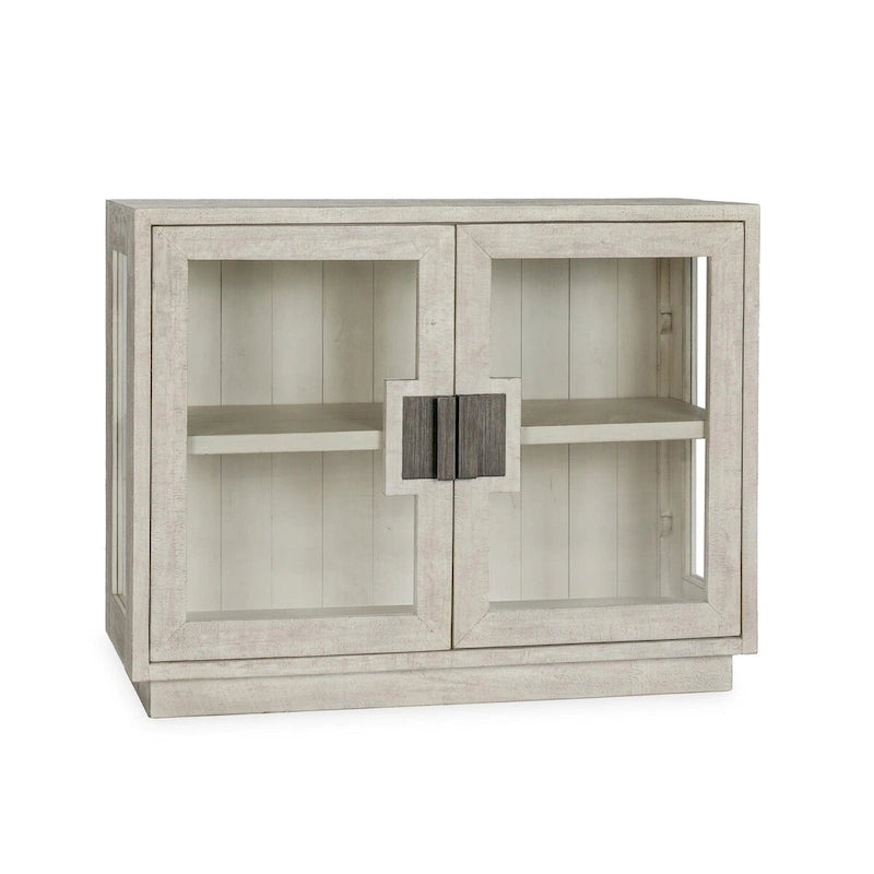 Meuble de rangement Larson à deux portes en verre et chêne de Classic Home