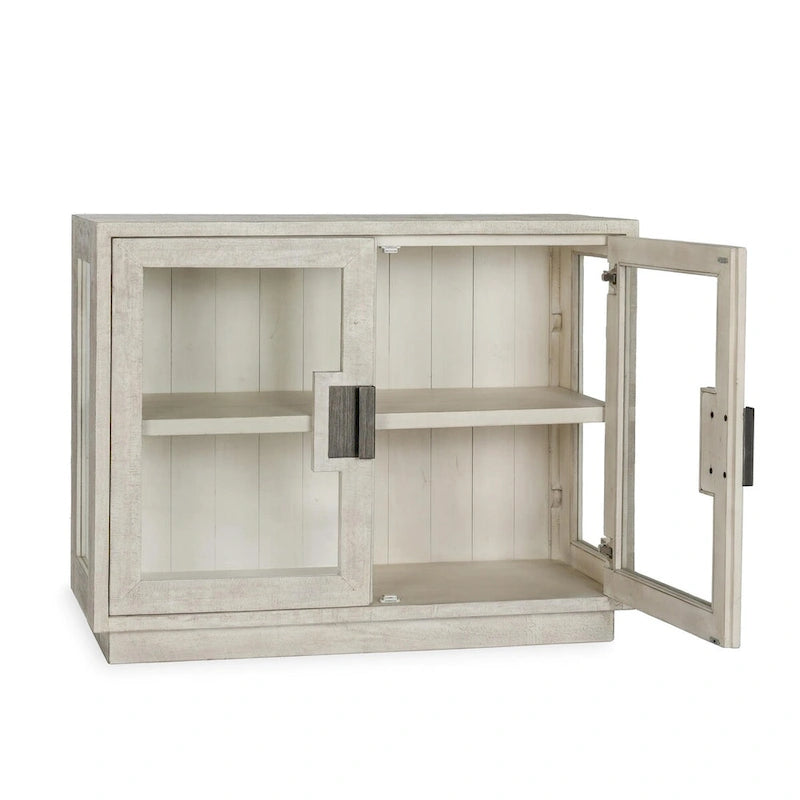 Meuble de rangement Larson à deux portes en verre et chêne de Classic Home