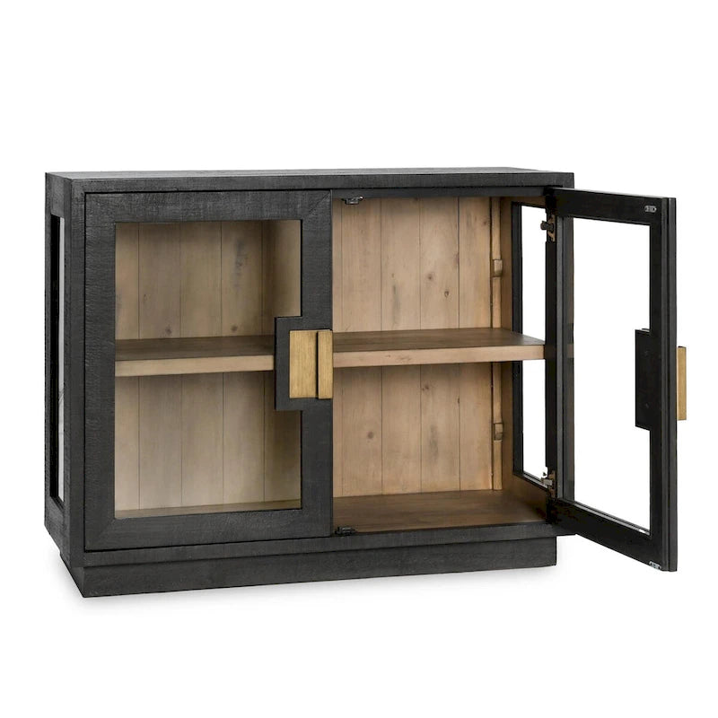 Meuble de rangement Larson à deux portes en verre et chêne de Classic Home