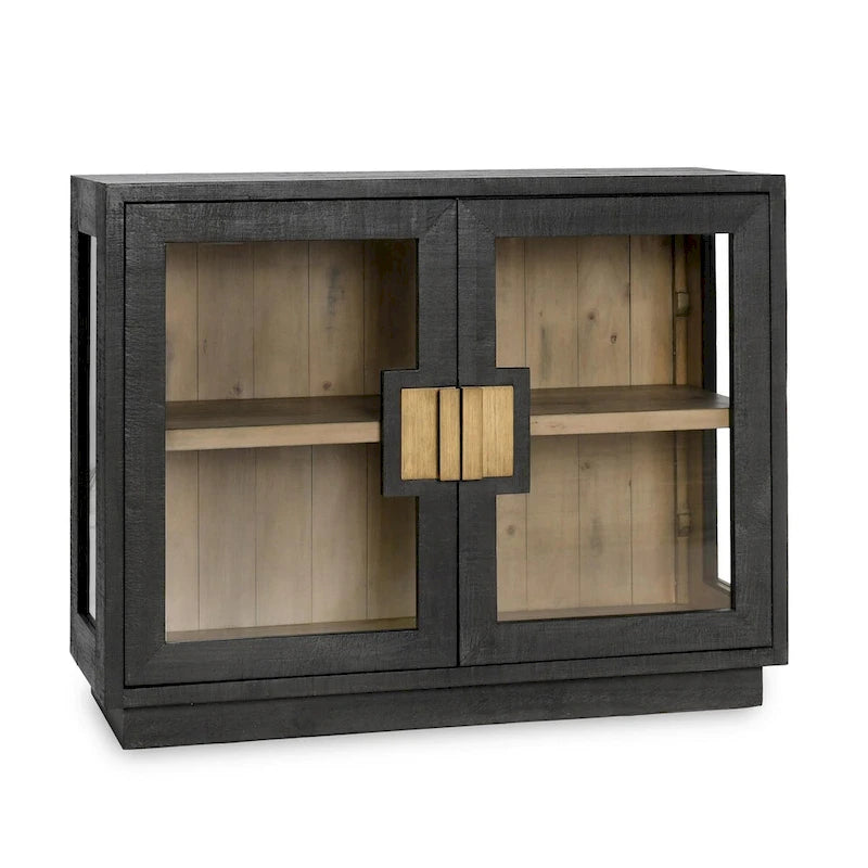 Meuble de rangement Larson à deux portes en verre et chêne de Classic Home