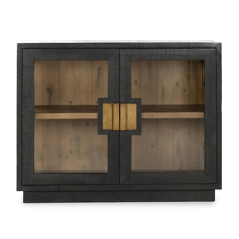 Meuble de rangement Larson à deux portes en verre et chêne de Classic Home