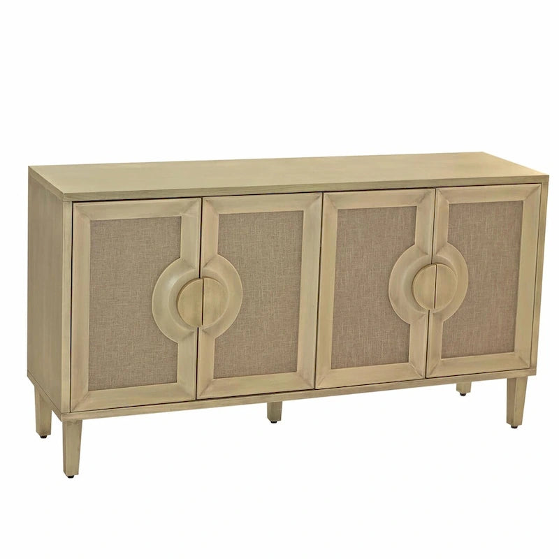 59,84 € Élégante armoire à linge vintage à 4 portes avec portes décorées de lin