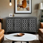Meuble de rangement creux à quatre portes, style campagnard américain, convient pour le salon, meuble TV, la cuisine