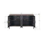 Meuble de rangement creux à quatre portes, style campagnard américain, convient pour le salon, meuble TV, la cuisine