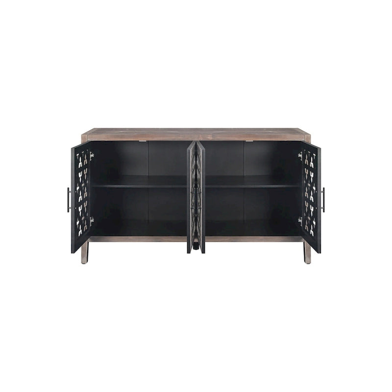 Meuble de rangement creux à quatre portes, style campagnard américain, convient pour le salon, meuble TV, la cuisine