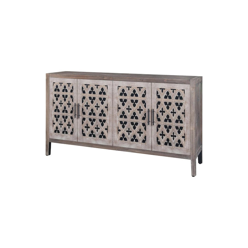 Meuble de rangement creux à quatre portes, style campagnard américain, convient pour le salon, meuble TV, la cuisine