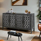 Meuble de rangement creux à quatre portes, style campagnard américain, convient pour le salon, meuble TV, la cuisine
