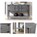 Console avec 2 tiroirs, placards et étagère inférieure, meuble de rangement de style rétro pour salle à manger (Gris antique)