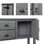 Console avec 2 tiroirs, placards et étagère inférieure, meuble de rangement de style rétro pour salle à manger (Gris antique)
