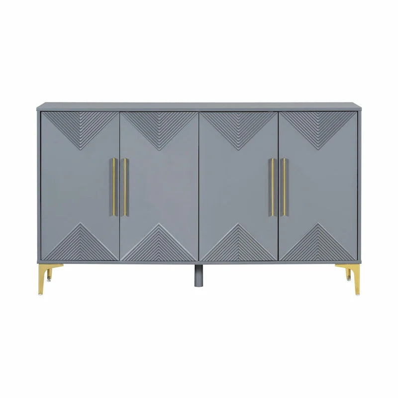 Commode unique à quatre portes avec portes à motifs triangulaires bicolores