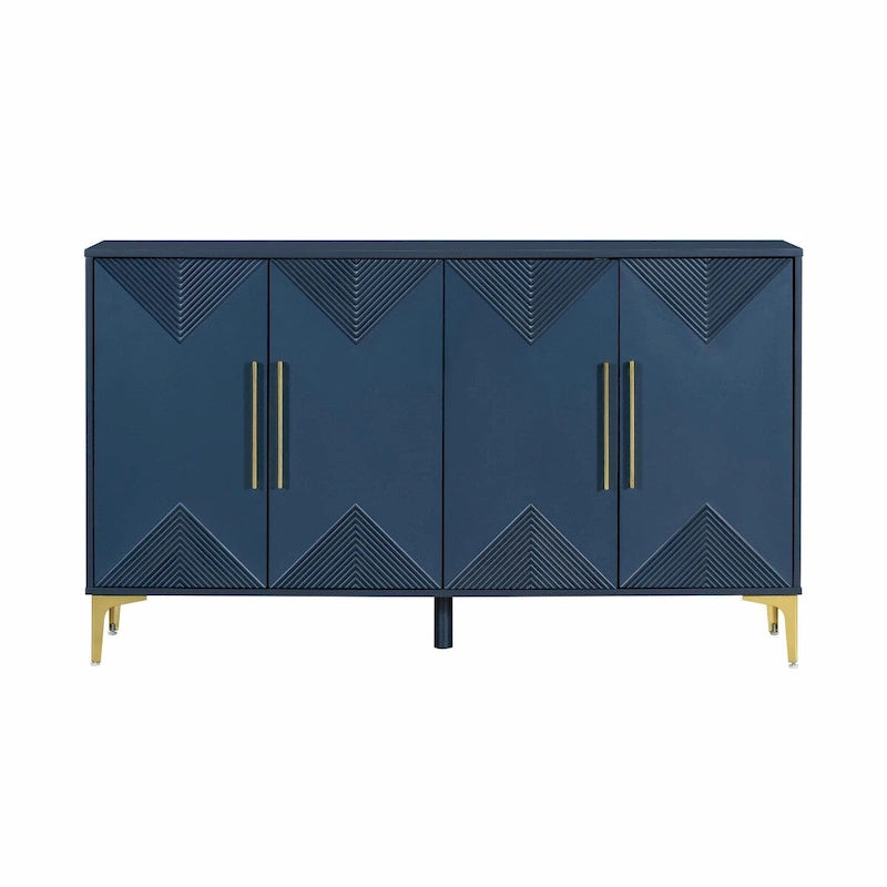 Commode unique à quatre portes avec portes à motifs triangulaires bicolores