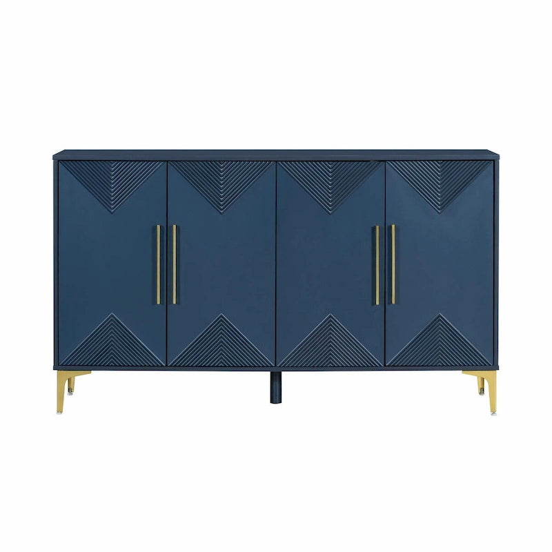 Commode unique à quatre portes avec portes à motifs triangulaires bicolores