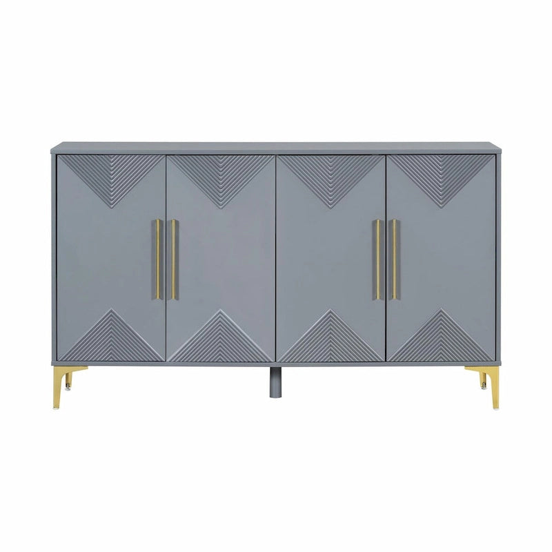 Commode unique à quatre portes avec portes à motifs triangulaires bicolores