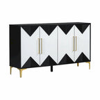 Commode unique à quatre portes avec portes à motifs triangulaires bicolores