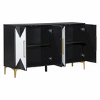 Commode unique à quatre portes avec portes à motifs triangulaires bicolores