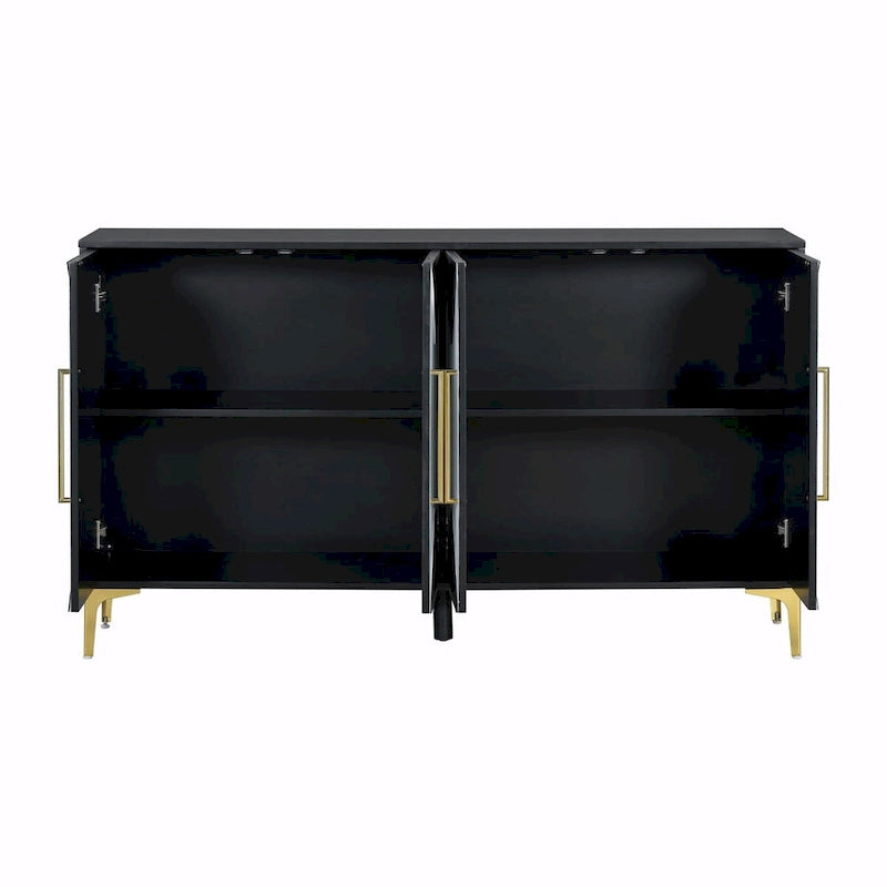Commode unique à quatre portes avec portes à motifs triangulaires bicolores