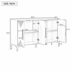 Commode unique à quatre portes avec portes à motifs triangulaires bicolores