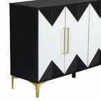 Commode unique à quatre portes avec portes à motifs triangulaires bicolores