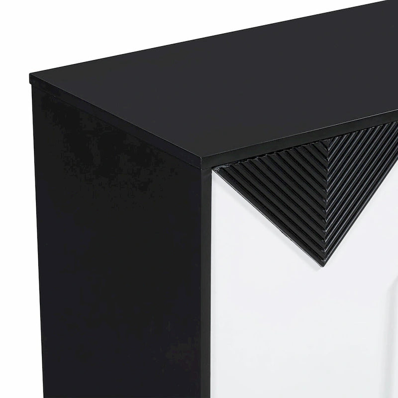 Commode unique à quatre portes avec portes à motifs triangulaires bicolores