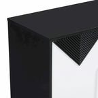 Commode unique à quatre portes avec portes à motifs triangulaires bicolores
