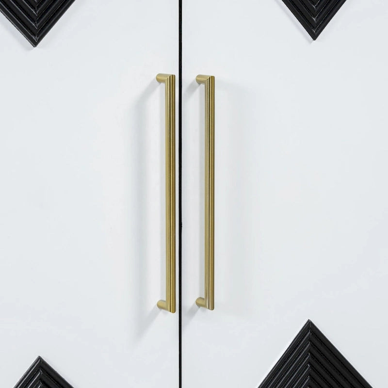 Commode unique à quatre portes avec portes à motifs triangulaires bicolores
