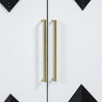 Commode unique à quatre portes avec portes à motifs triangulaires bicolores