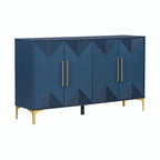 Commode unique à quatre portes avec portes à motifs triangulaires bicolores