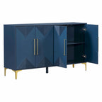 Commode unique à quatre portes avec portes à motifs triangulaires bicolores