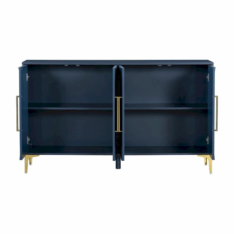 Commode unique à quatre portes avec portes à motifs triangulaires bicolores