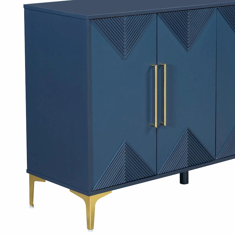 Commode unique à quatre portes avec portes à motifs triangulaires bicolores