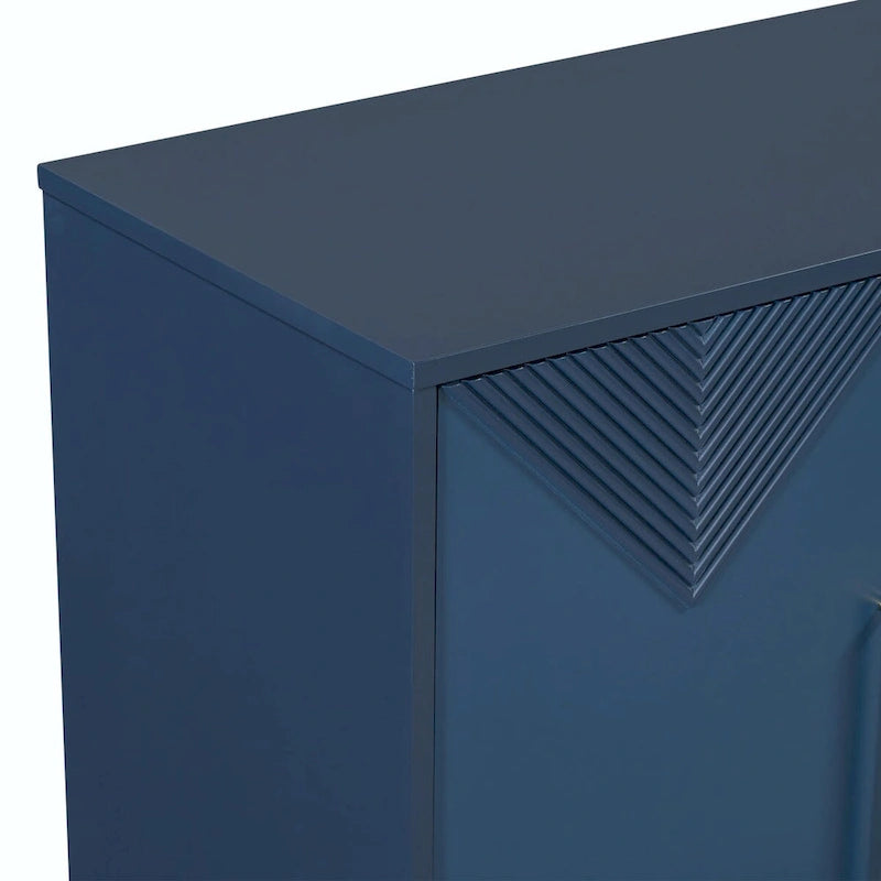 Commode unique à quatre portes avec portes à motifs triangulaires bicolores