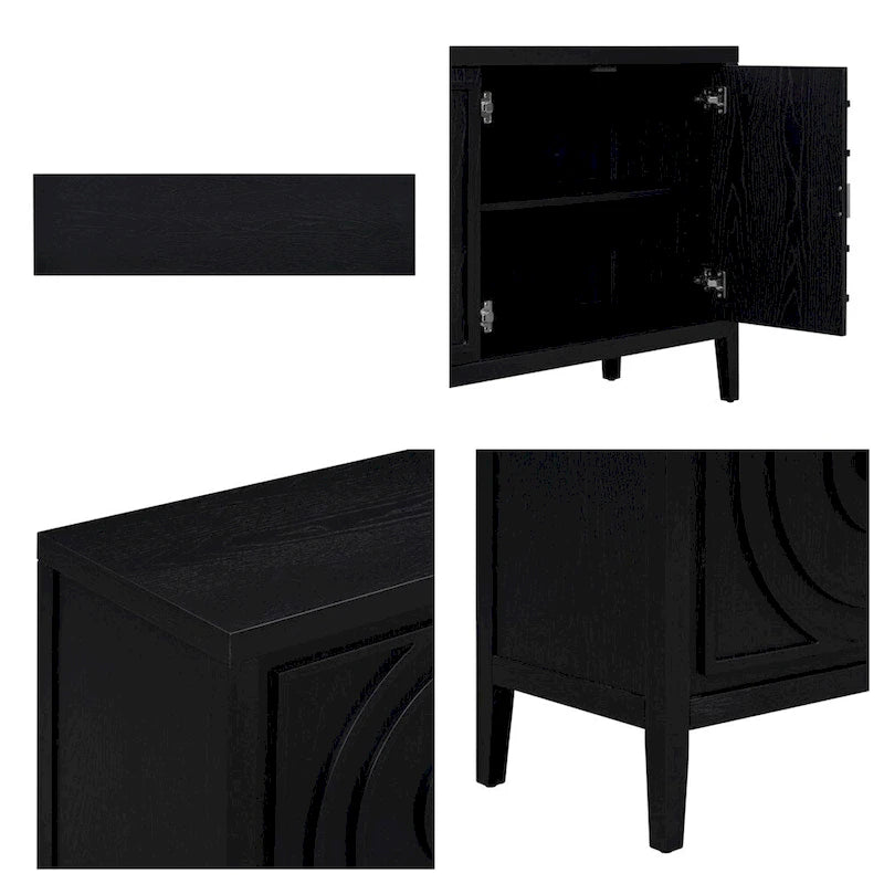 Enfilade rétro avec motif à rainures circulaires Poignée de porte ronde en métal