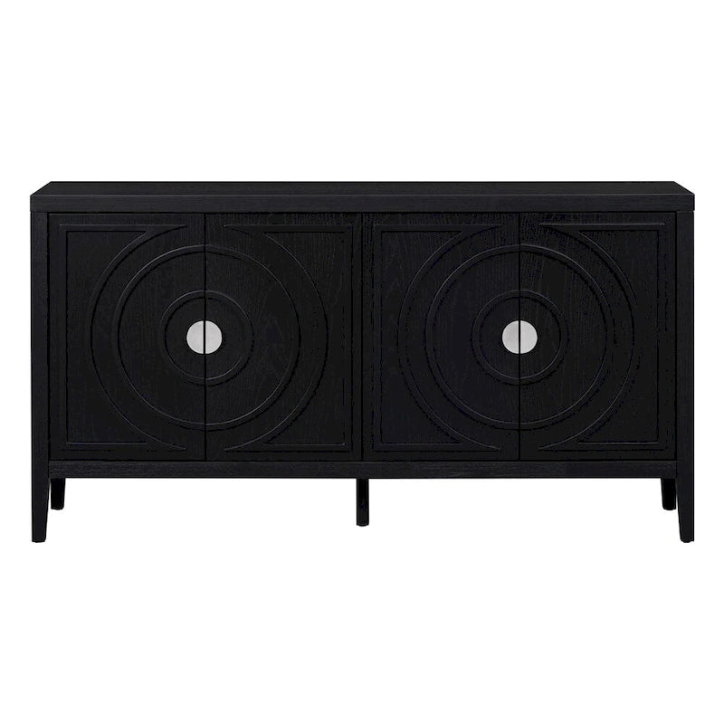 Enfilade rétro avec motif à rainures circulaires Poignée de porte ronde en métal