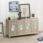 Buffets bahuts modernes à 4 portes avec portes décoratives à miroir