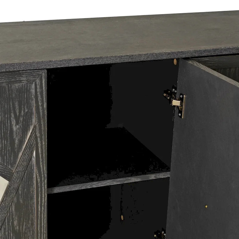Buffets bahuts modernes à 4 portes avec portes décoratives à miroir