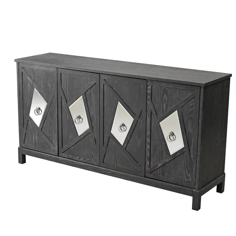Buffets bahuts modernes à 4 portes avec portes décoratives à miroir