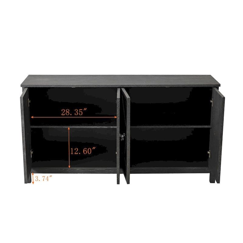 Buffets bahuts modernes à 4 portes avec portes décoratives à miroir