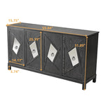 Buffets bahuts modernes à 4 portes avec portes décoratives à miroir