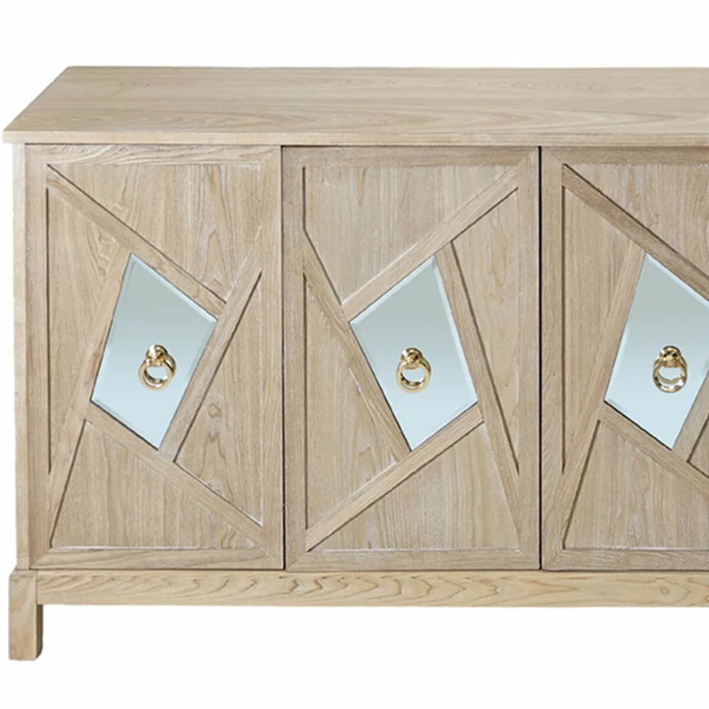 Buffets bahuts modernes à 4 portes avec portes décoratives à miroir