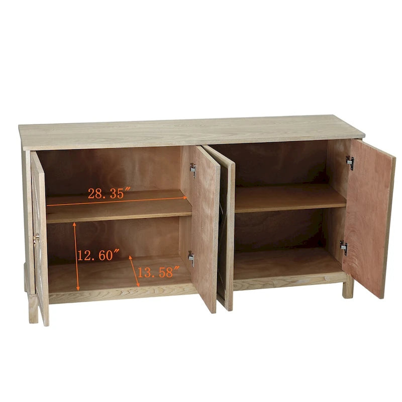 Buffets bahuts modernes à 4 portes avec portes décoratives à miroir
