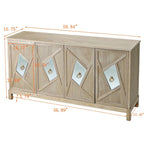 Buffets bahuts modernes à 4 portes avec portes décoratives à miroir