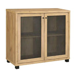 Meuble d'appoint 2 portes avec pieds en métal, chêne doré et noir