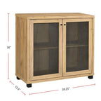 Meuble d'appoint 2 portes avec pieds en métal, chêne doré et noir