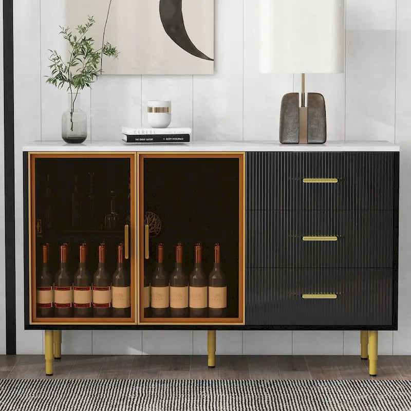Buffet de cuisine moderne avec pieds en métal doré
