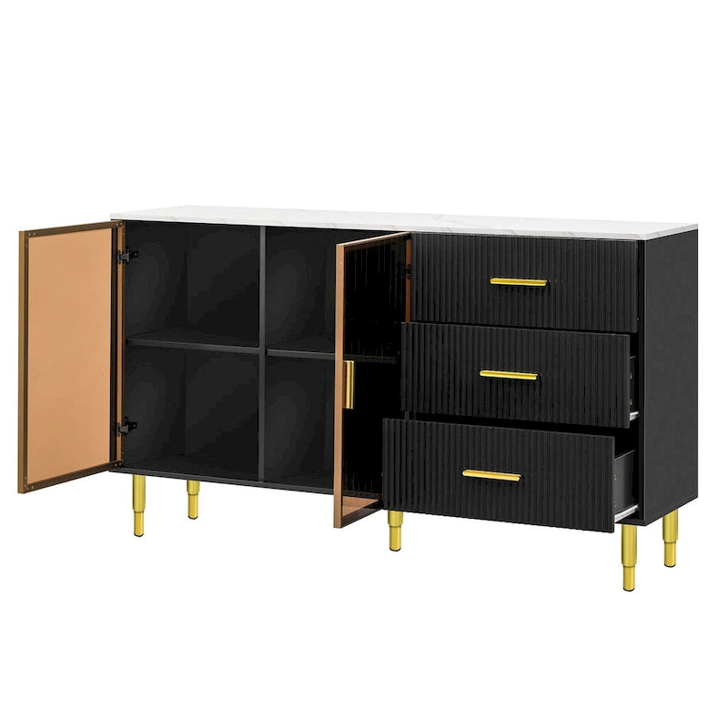 Buffet de cuisine moderne avec pieds en métal doré
