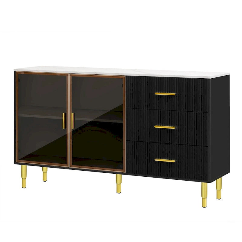 Buffet de cuisine moderne avec pieds en métal doré